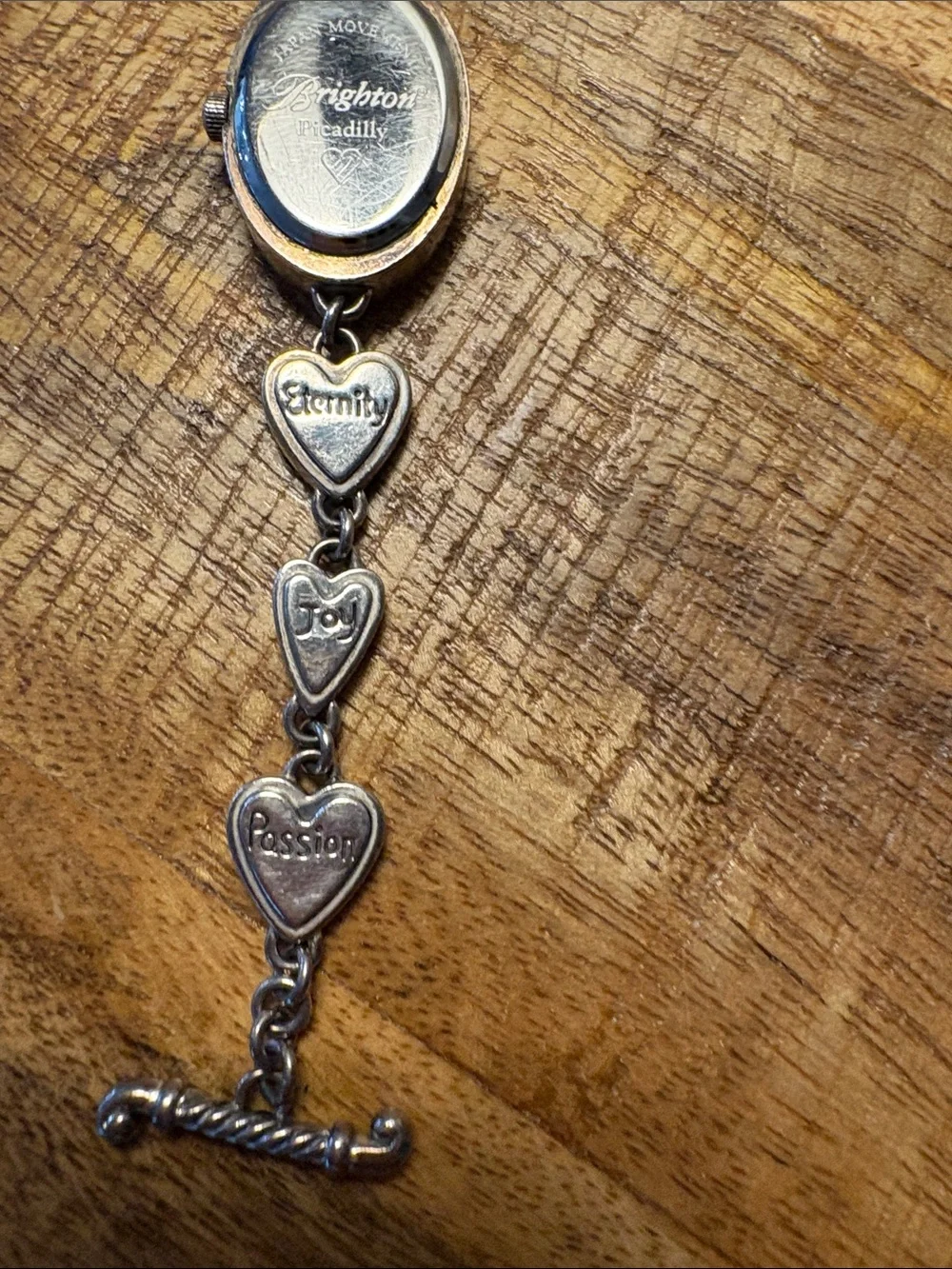 Brighton Silver-Tone Bracelet Watch with Amber and Olive Hearts